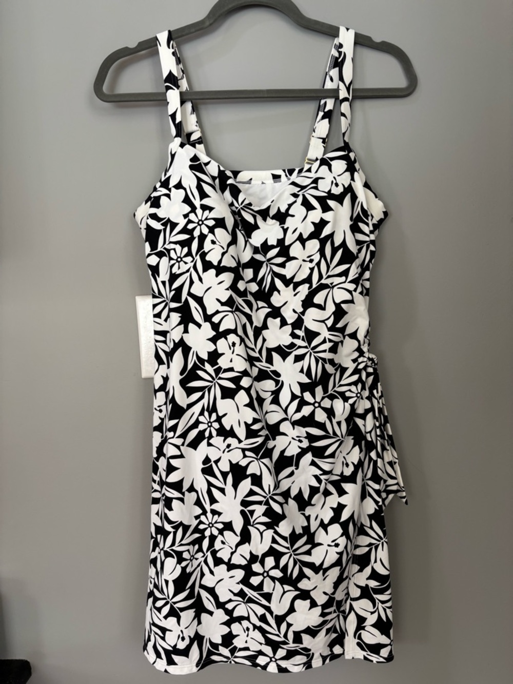 Black & White Floral Swim Dress.  D-cup, chlorine resistant.
